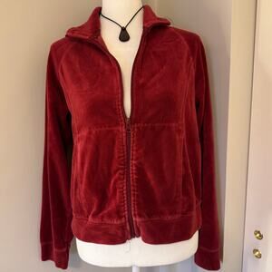 Vintage Y2K Red Velour Zip Up Sweatshirt